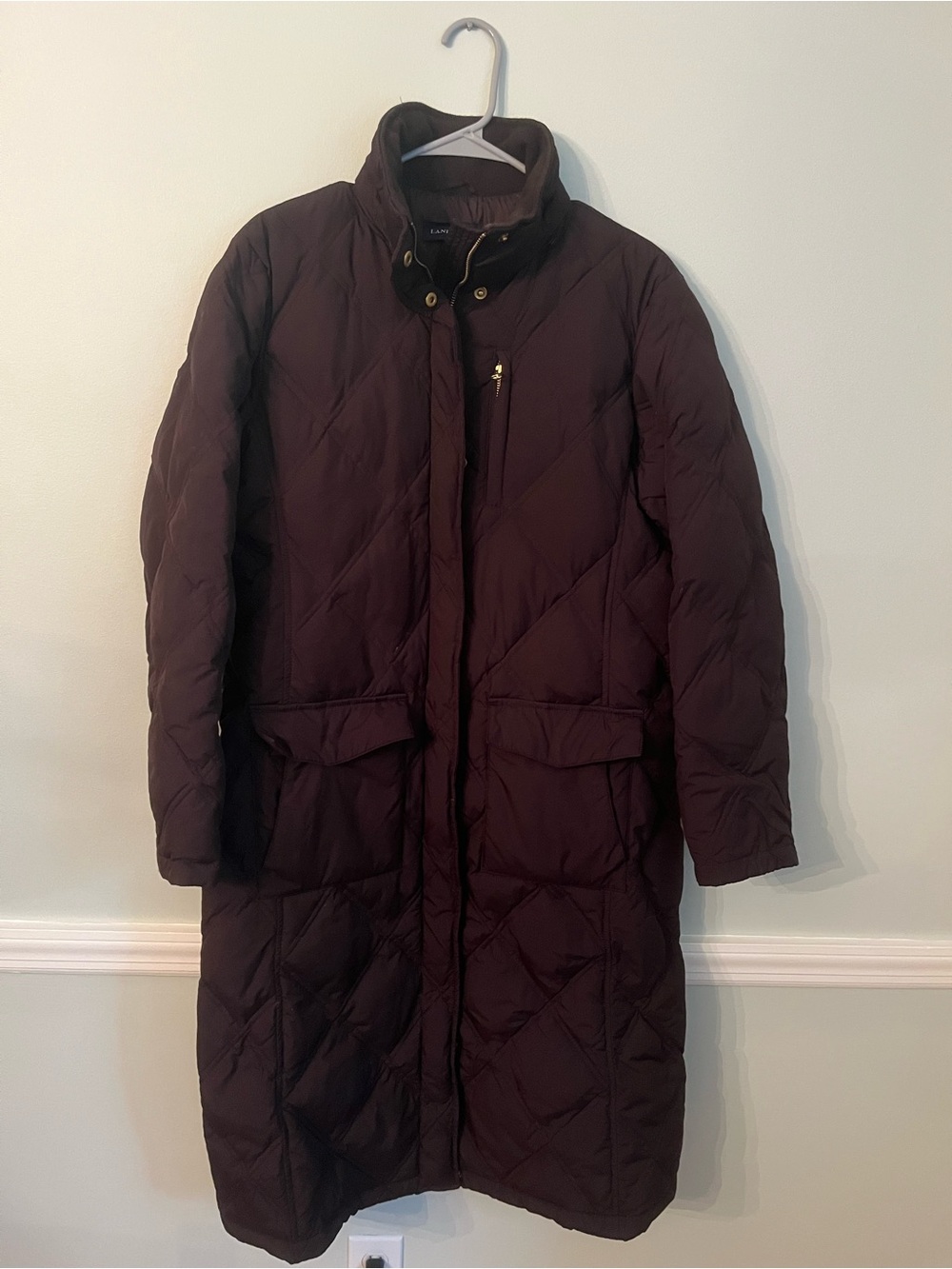 Lands' End Long, Black Quilted Puffer Coat
